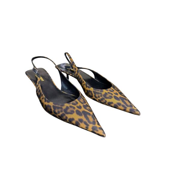 Saint Laurent NIB Cherish Slingback Pumps in Leopard Print Grosgrain Size 40 - Picture 7 of 12